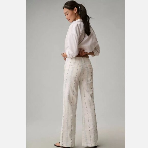 Maeve Anthropologie The Naomi High Rise Flare Jeans Seashell Coastal Beach - Picture 1 of 16